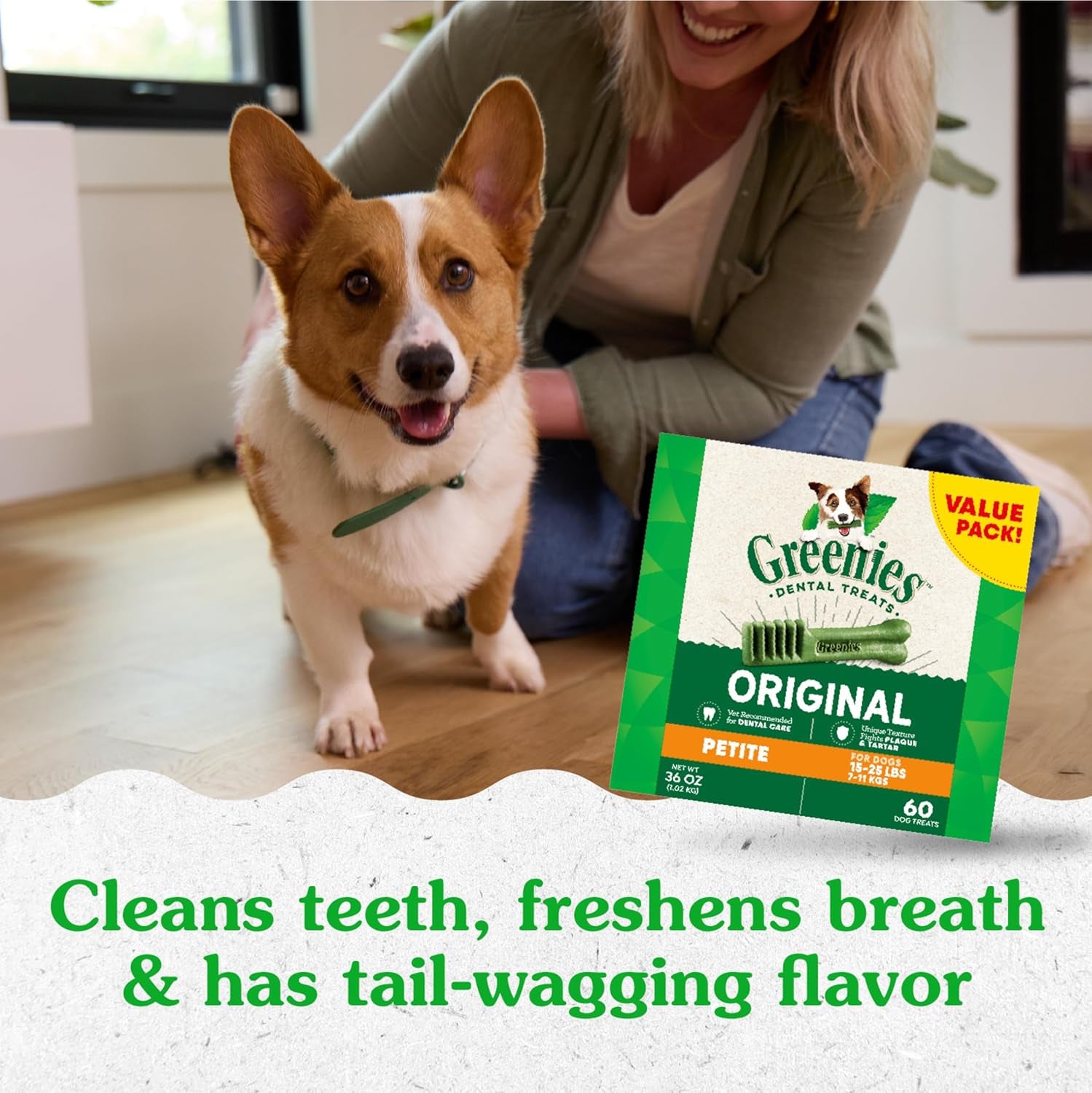 Original Petite Dental Dog Treats, 36 Oz. Pack (60 Treats)