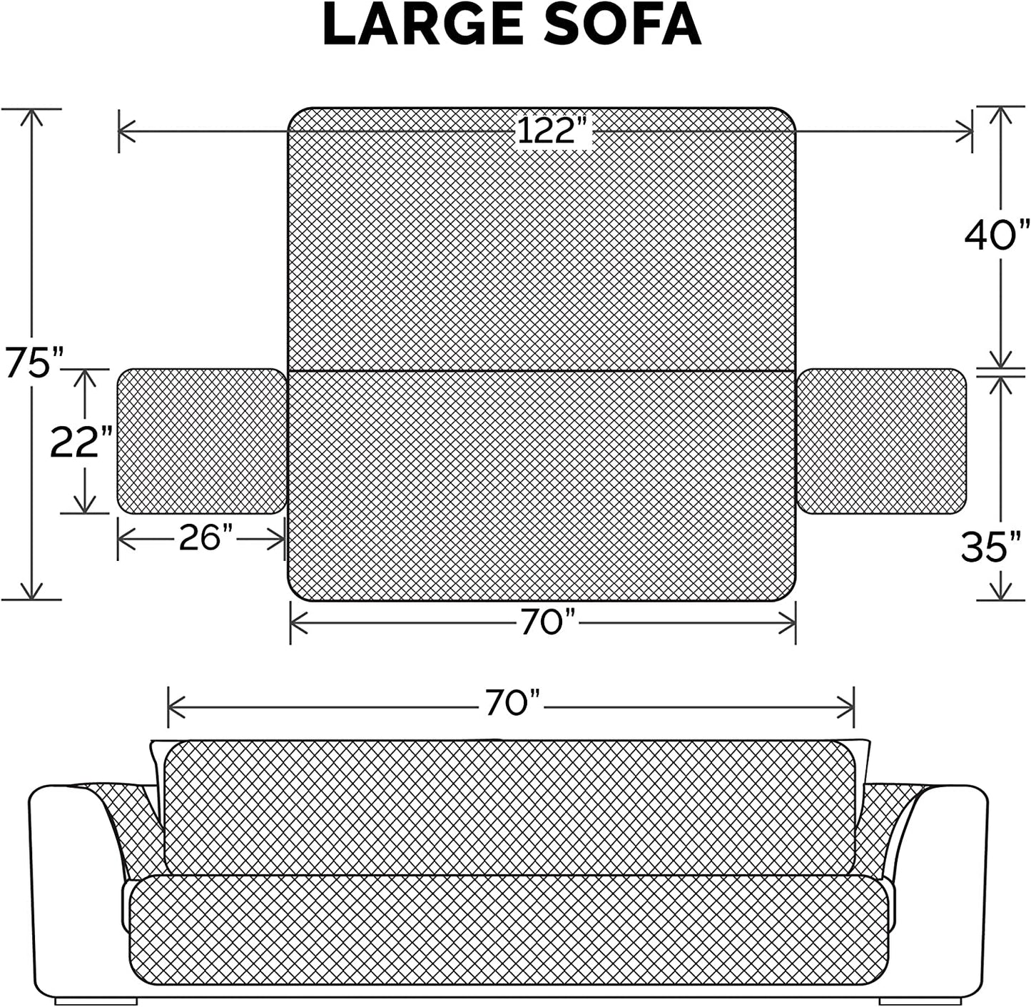 Water-Resistant Sofa Cover for Dogs & Cats, Reversible Couch Protector with Secure Straps and Pinsonic Quilted Fabric, Machine Washable Couch Cover, Large Sofa, Gray/Mist