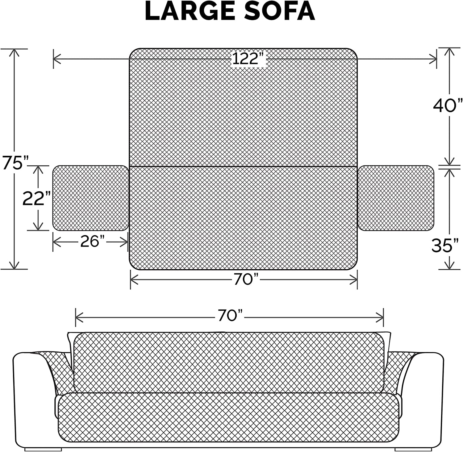 Water-Resistant Sofa Cover for Dogs & Cats, Reversible Couch Protector with Secure Straps and Pinsonic Quilted Fabric, Machine Washable Couch Cover, Large Sofa, Gray/Mist