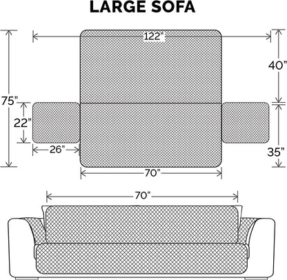Water-Resistant Sofa Cover for Dogs & Cats, Reversible Couch Protector with Secure Straps and Pinsonic Quilted Fabric, Machine Washable Couch Cover, Large Sofa, Gray/Mist