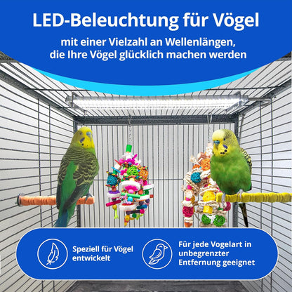 Happybird Lighting Bird Cage Light with Chew Guard - Full Spectrum LED Pet Light - Simulates Natural Environment - Safe for Hookbill Birds – Easy to Install - (18" Long)