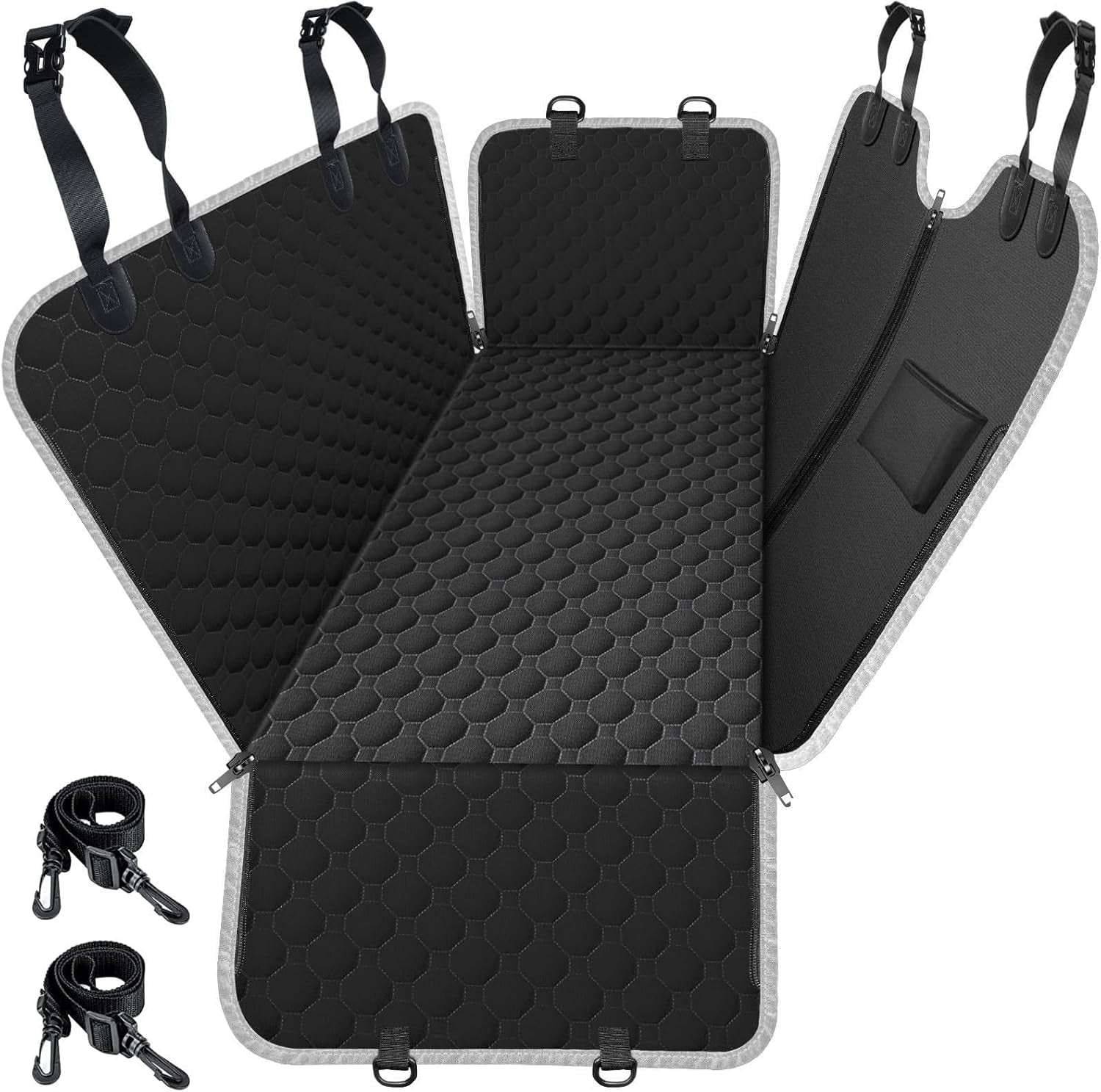 Dog Car Seat Cover for Back Seat, 2025 Upgraded 600D Heavy Duty Waterproof & Scratch-Resistant Dog Hammock for Car, Back Seat Pet Cover for Dogs with Sedan, Trucks and Suvs, Standard, Black
