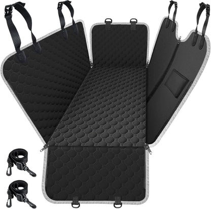 Dog Car Seat Cover for Back Seat, 2025 Upgraded 600D Heavy Duty Waterproof & Scratch-Resistant Dog Hammock for Car, Back Seat Pet Cover for Dogs with Sedan, Trucks and Suvs, Standard, Black