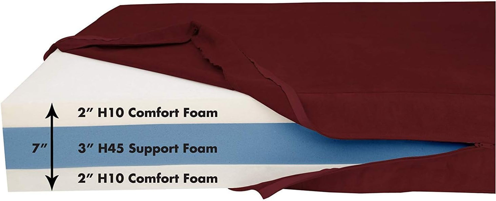 Barker Beds Giant Orthopedic Dog Bed - 7" Memory Foam Mattress - 100-300 Lbs - Joint Pain & Arthritis Support - Vet Recommended, Washable Cover - Made in USA - 60"X48"X7" - Burgundy
