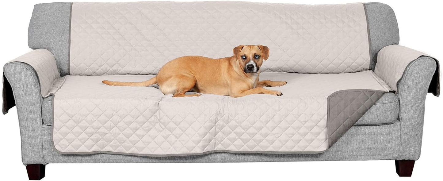 Water-Resistant Sofa Cover for Dogs & Cats, Reversible Couch Protector with Secure Straps and Pinsonic Quilted Fabric, Machine Washable Couch Cover, Large Sofa, Gray/Mist
