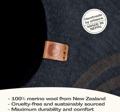 Premium Felt Cat Bed Cave - Handmade 100% Merino Wool Bed for Cats and Kittens (Large, Slate Grey)