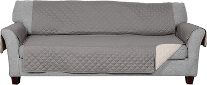 Water-Resistant Sofa Cover for Dogs & Cats, Reversible Couch Protector with Secure Straps and Pinsonic Quilted Fabric, Machine Washable Couch Cover, Large Sofa, Gray/Mist