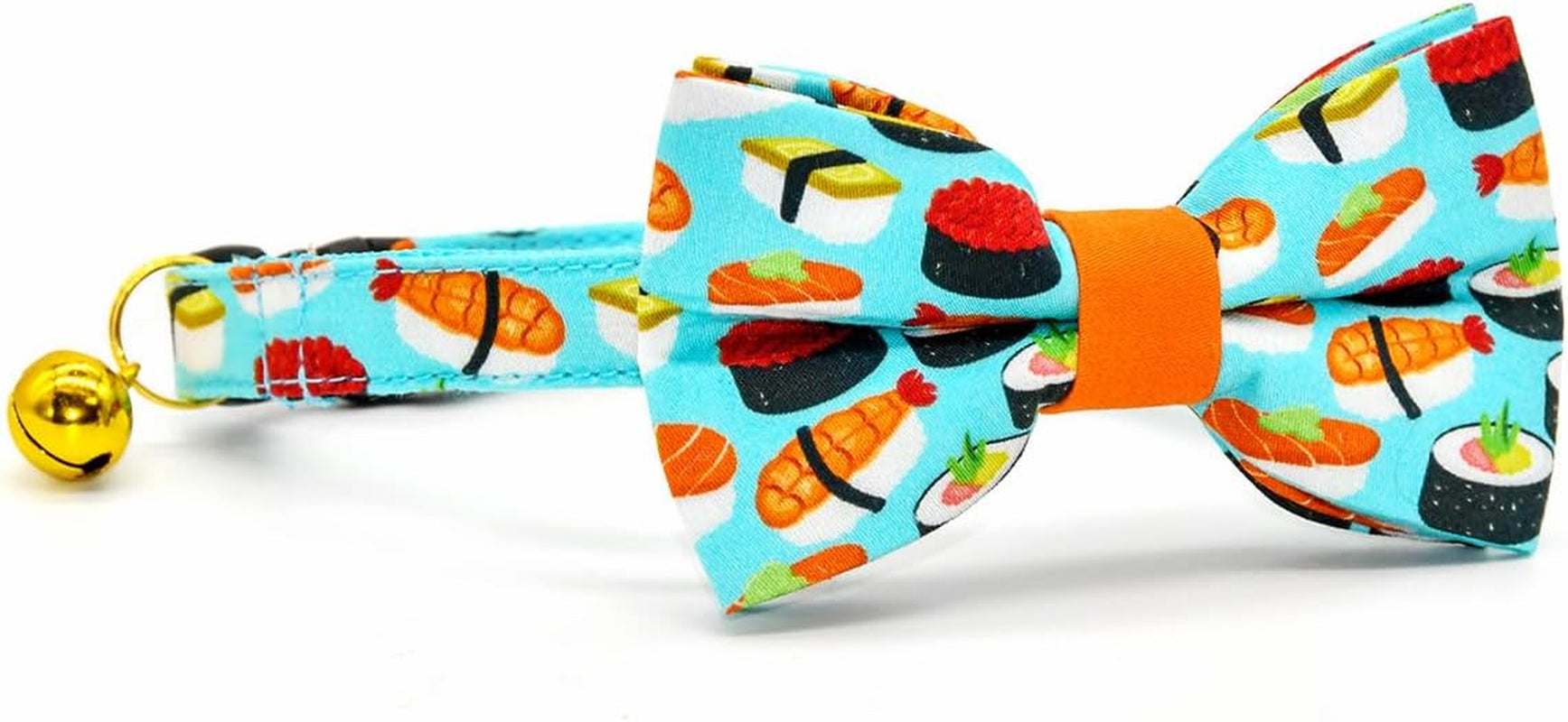 Sushi Cat Collar Bow Set, Breakaway Safety Collar, Wedding/Birthday Bowtie Collar for Kitten