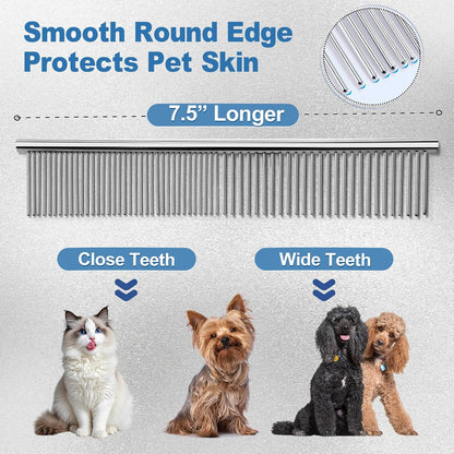 Titanium Coated Professional 6 in 1 4CR Stainless Steel Dog Grooming Scissors with Safety round Tip, Heavy Duty Pet Grooming Scissor for Dogs, Cats and Other Animals