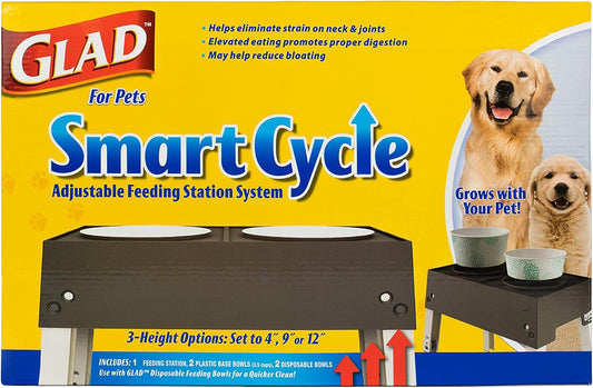 for Pets Smart Cycle Adjustable Feeding Station System | Elevated Dog Bowl Inserts with 3 Height Options for Dogs | Includes 4 Disposable Dog Bowls