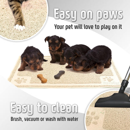 , Bowl Mat for Cat and Dog, Silicone Non-Slip Absorbent Waterproof Dog Food Mat, Easy to Clean, Unique Paw Design