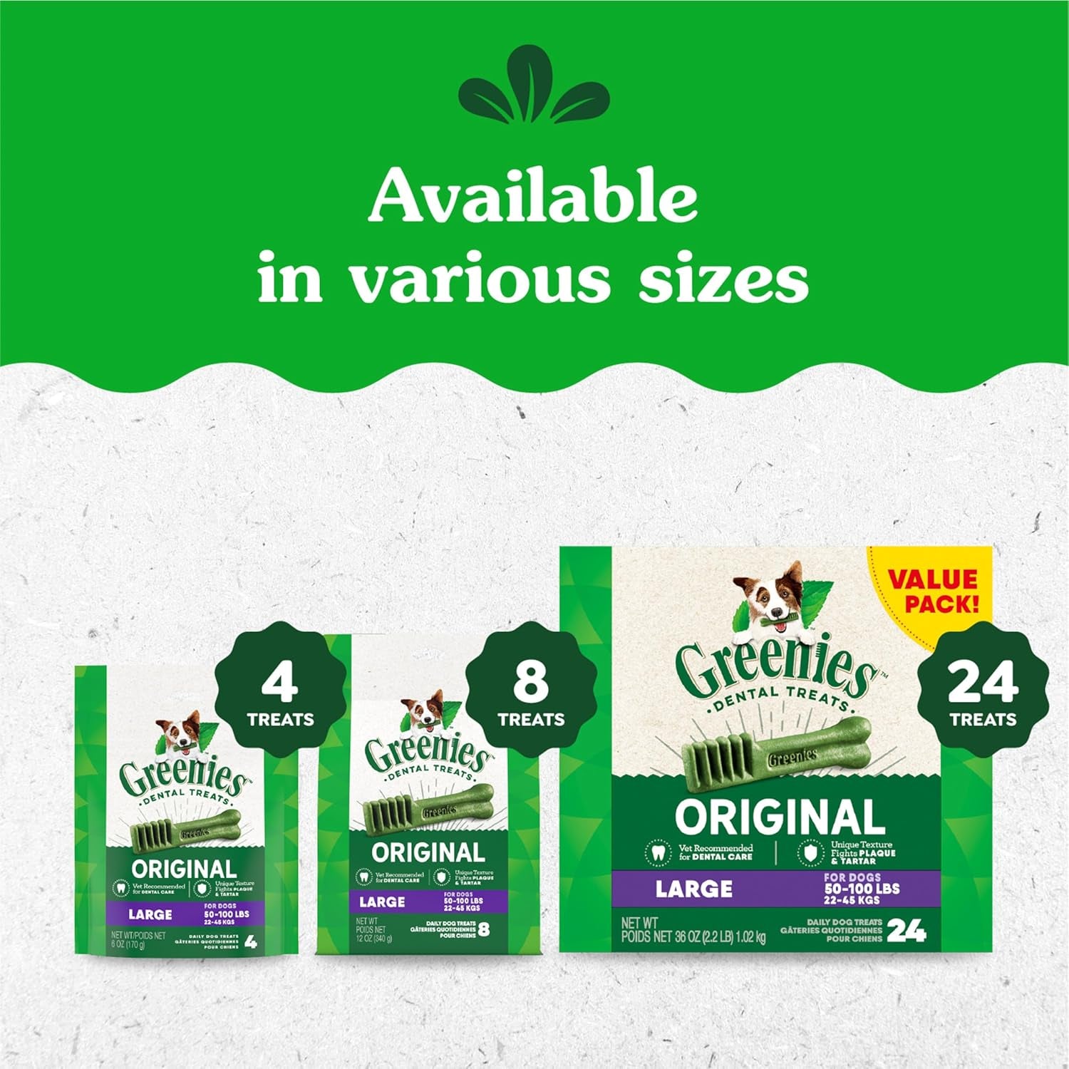 Original Large Dental Dog Treats, 54 Oz. Pack (34 Treats)