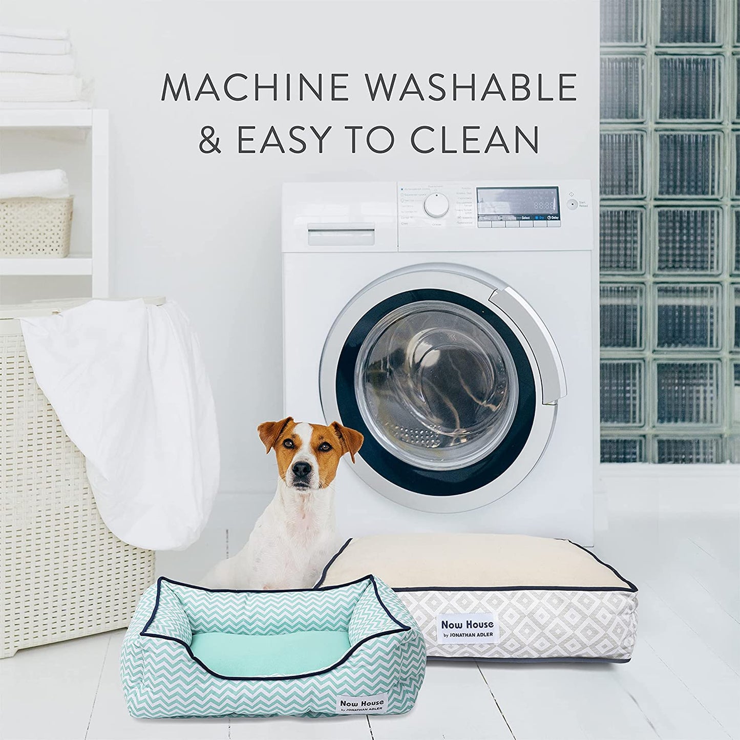 Now House for Pets Grey Diamond Cushion Dog Bed, Small Dog Bed, Machine Washable, Cotton/Poly Blend, 17X22X5 Inches