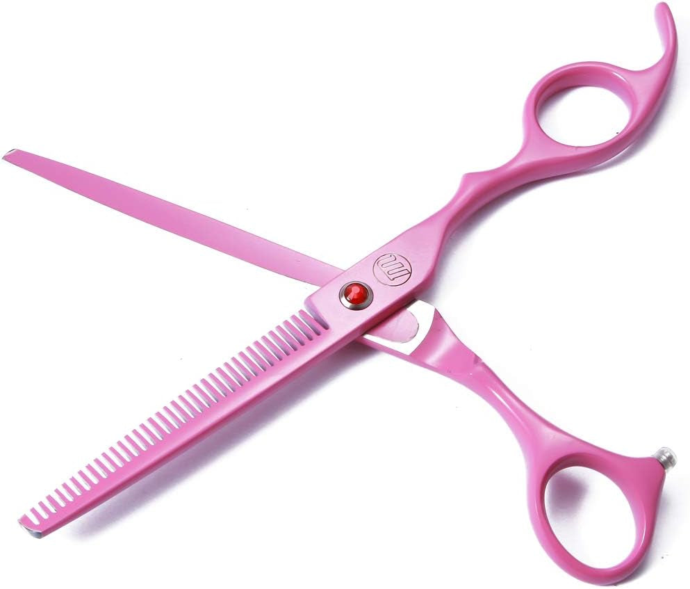 Professional Dog Scissors Set - 7 Inch/8 Inch Curved Chunkers & Thinning Shears with Grooming Comb
