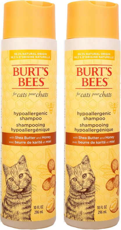 Hypoallergenic Shampoo for Cats with Shea Butter and Honey, 99.7% Natural Origin Formulas, Pet Cleanser for Cats, Gentle Feline Wash Itchy Skin, 2Pk, 10 Oz