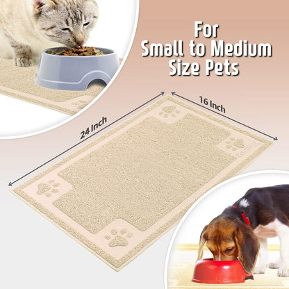 , Bowl Mat for Cat and Dog, Silicone Non-Slip Absorbent Waterproof Dog Food Mat, Easy to Clean, Unique Paw Design