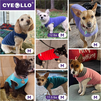 2 Pack Dog Fleece Sweater Stretchy Sweatshirt with Reflective Stripe Pullover Soft Jacket Pet Clothes Dog Sweaters for Small Dogs Cats Grey & Red